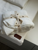 שמיכה לתינוק סריגה כפולה מלמלה - לבן